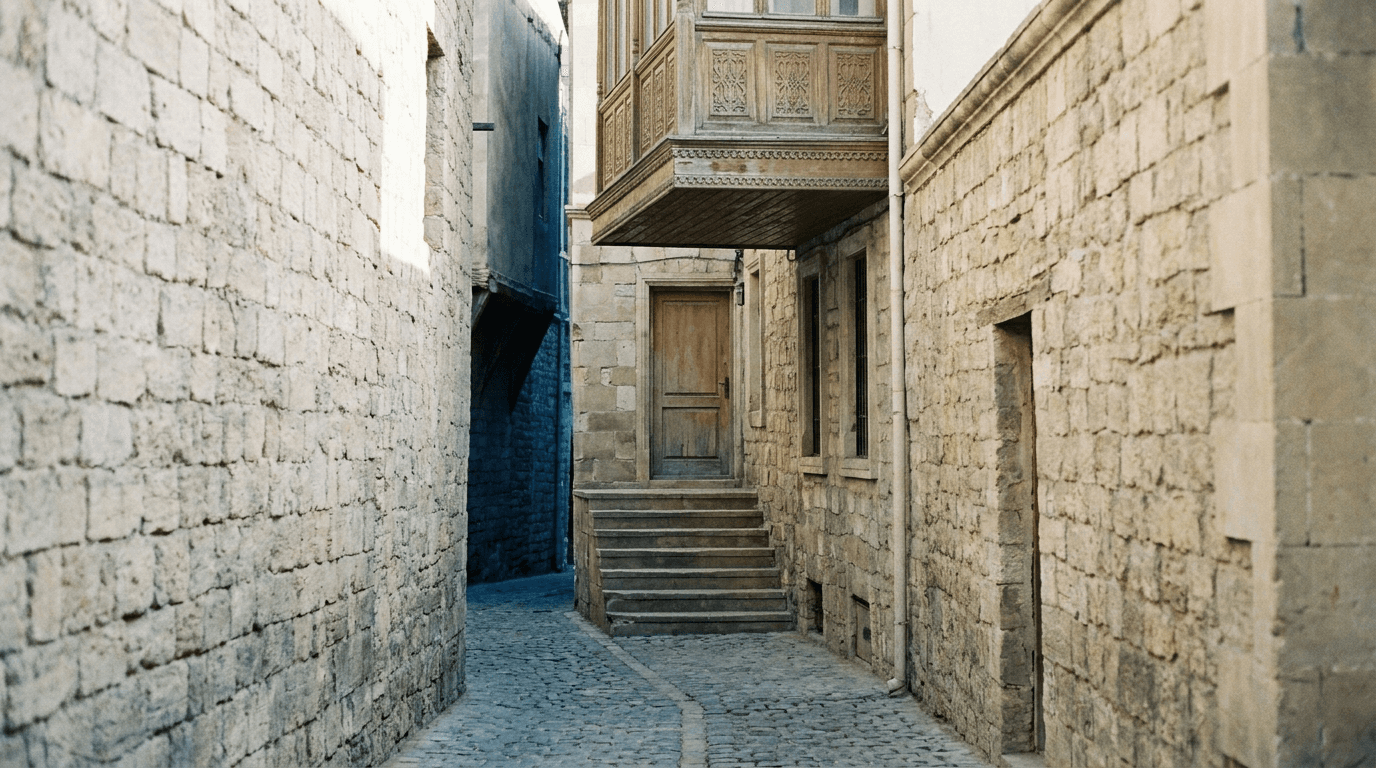 A narrow lane of pale limestone inside the walled Old City