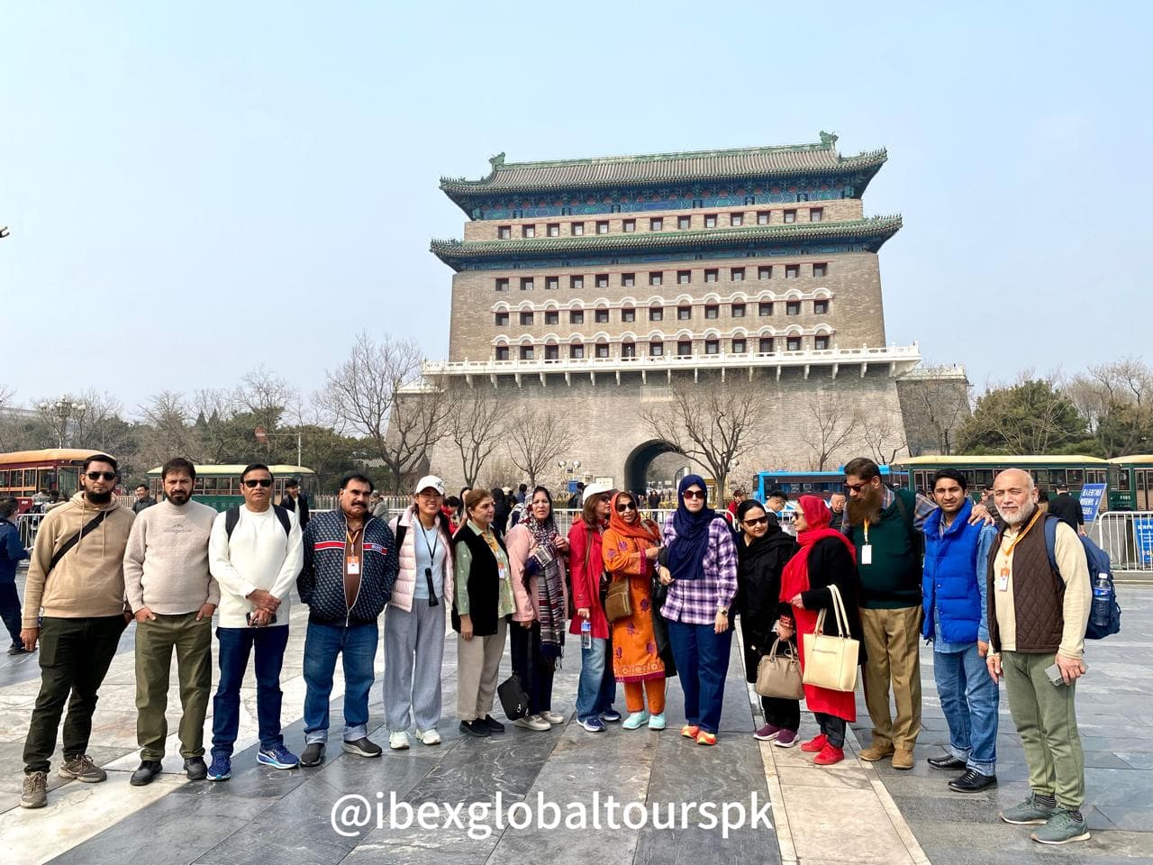 An IBEX group photographed in front of the old gatehouse at Tian'anmen Square in Beijing